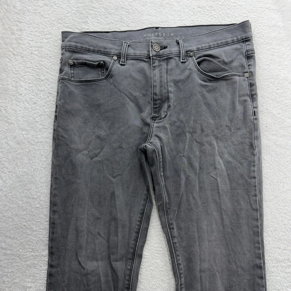 Mott & Bow Mens Slim Simon Gray Jeans 33x28 Shortened Cotton Stretch Denim